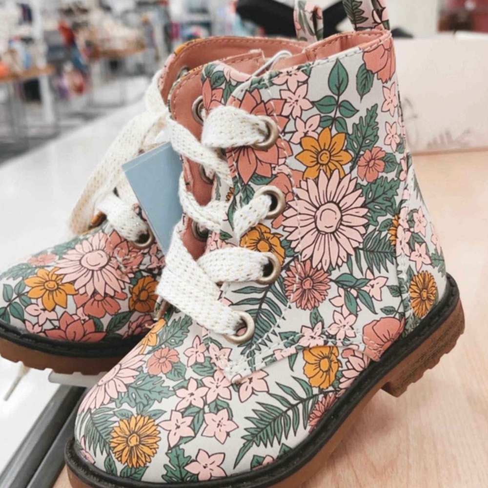 Cat & Jack Giovanna Floral Combat Boots